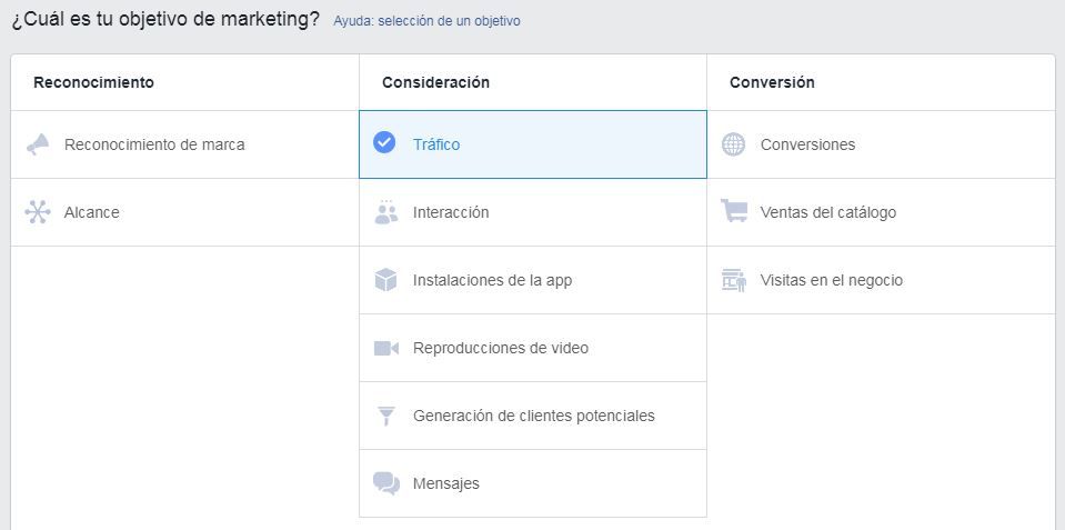 objetivos anuncios facebook